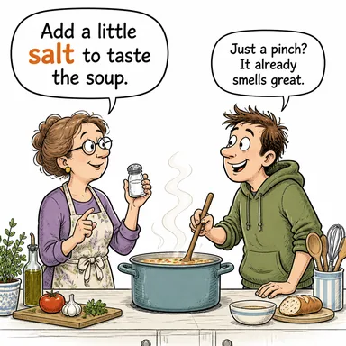 salt (tuz) karikatürü — diyalogla bağlam içinde öğren