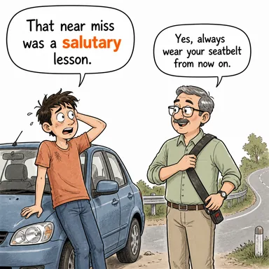 salutary (faydalı (genelde nahoş bir olaydan ders çıkarma anlamında), öğretici) karikatürü — diyalogla bağlam içinde öğren