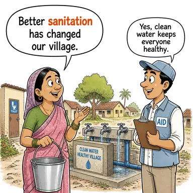 sanitation (sağlık koruma, hijyen, kanalizasyon sistemi) karikatürü — diyalogla bağlam içinde öğren