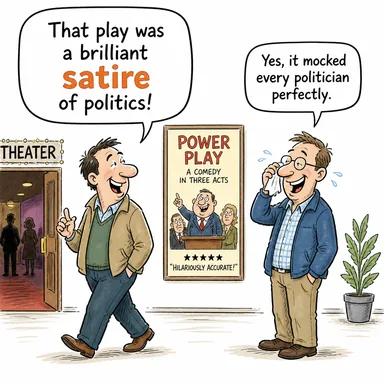 satire (hiciv, taşlama) karikatürü — diyalogla bağlam içinde öğren