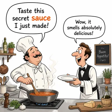 sauce (sos) karikatürü — diyalogla bağlam içinde öğren