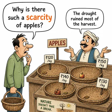scarcity (kıtlık, azlık, nadirlik) karikatürü — diyalogla bağlam içinde öğren