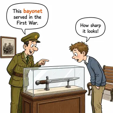 bayonet (süngü) karikatürü — diyalogla bağlam içinde öğren