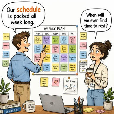 schedule (program, çizelge, zamanlama) karikatürü — diyalogla bağlam içinde öğren