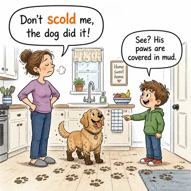 scold (azarlamak, paylamak) karikatürü — diyalogla bağlam içinde öğren