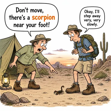 scorpion (akrep) karikatürü — diyalogla bağlam içinde öğren