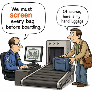 screen (taramadan geçirmek, elemek, gizlemek, göstermek) karikatürü — diyalogla bağlam içinde öğren