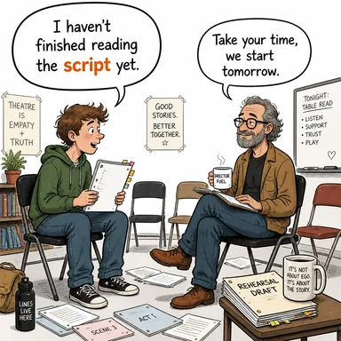 script (senaryo, metin, el yazısı) karikatürü — diyalogla bağlam içinde öğren
