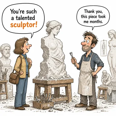sculptor (heykeltıraş) karikatürü — diyalogla bağlam içinde öğren