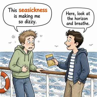 seasickness (deniz tutması) karikatürü — diyalogla bağlam içinde öğren