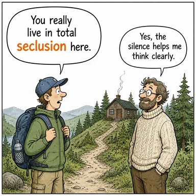 seclusion (inziva, gözden uzak olma, tecrit) karikatürü — diyalogla bağlam içinde öğren