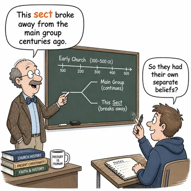 sect (tarikat, mezhep, grup) karikatürü — diyalogla bağlam içinde öğren