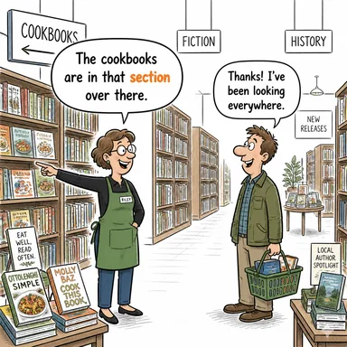 section (bölüm, kısım, kesit, şube) karikatürü — diyalogla bağlam içinde öğren