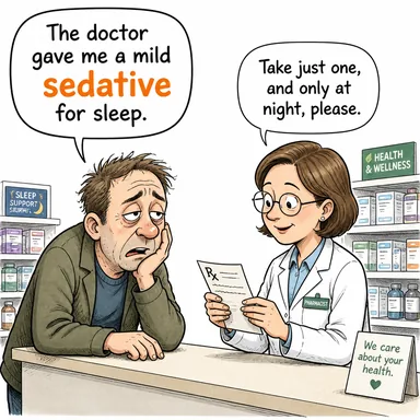 sedative (yatıştırıcı, sakinleştirici) karikatürü — diyalogla bağlam içinde öğren