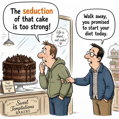 seduction (baştan çıkarma, ayartma, cazibe) karikatürü — diyalogla bağlam içinde öğren