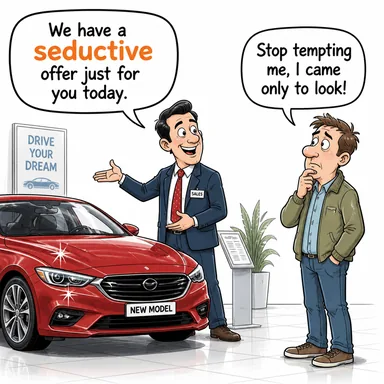 seductive (baştan çıkarıcı, cazibeli, çekici) karikatürü — diyalogla bağlam içinde öğren