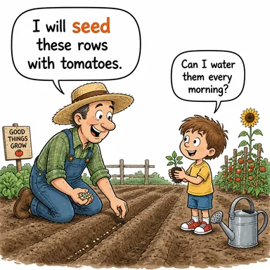 seed (tohum ekmek, tohumunu çıkarmak, seribaşı yapmak) karikatürü — diyalogla bağlam içinde öğren