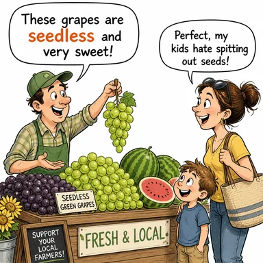 seedless (çekirdeksiz) karikatürü — diyalogla bağlam içinde öğren