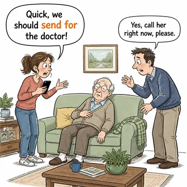 send for (çağırtmak, getirtmek) karikatürü — diyalogla bağlam içinde öğren