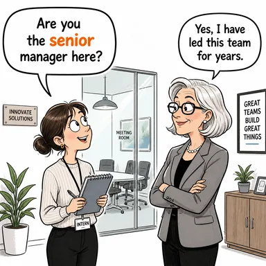 senior (kıdemli, üst düzey, yaşça büyük) karikatürü — diyalogla bağlam içinde öğren