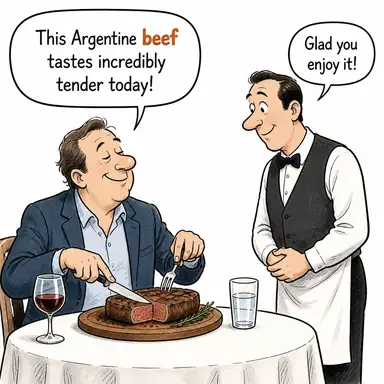 beef (sığır eti) karikatürü — diyalogla bağlam içinde öğren
