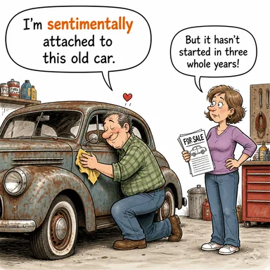 sentimentally (duygusal bir şekilde, hissi olarak) karikatürü — diyalogla bağlam içinde öğren