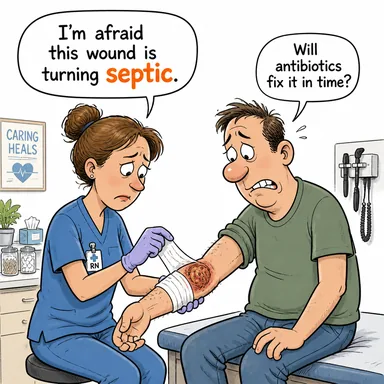 septic (mikroplu, iltihaplı, septik) karikatürü — diyalogla bağlam içinde öğren