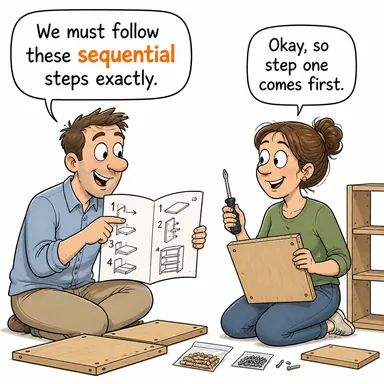 sequential (ardışık, sıralı, birbirini izleyen) karikatürü — diyalogla bağlam içinde öğren