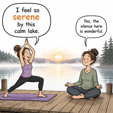 serene (sakin, huzurlu, dingin) karikatürü — diyalogla bağlam içinde öğren
