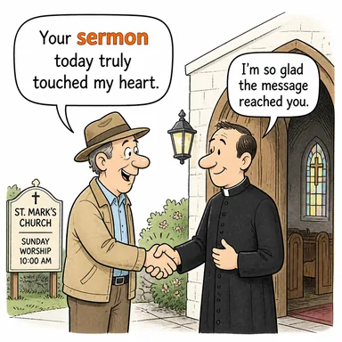 sermon (vaaz, hutbe; (bıktırıcı) ahlak dersi) karikatürü — diyalogla bağlam içinde öğren