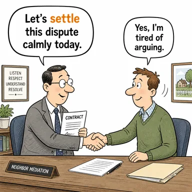 settle (yerleşmek, halletmek, karara bağlamak, yatışmak) karikatürü — diyalogla bağlam içinde öğren
