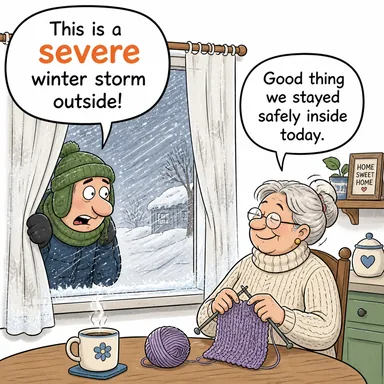 severe (şiddetli, sert, vahim, ciddi) karikatürü — diyalogla bağlam içinde öğren