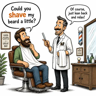 shave (tıraş olmak/etmek; (fiyat/miktar) kısmak) karikatürü — diyalogla bağlam içinde öğren