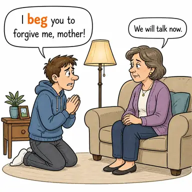 beg (yalvarmak, dilenmek) karikatürü — diyalogla bağlam içinde öğren