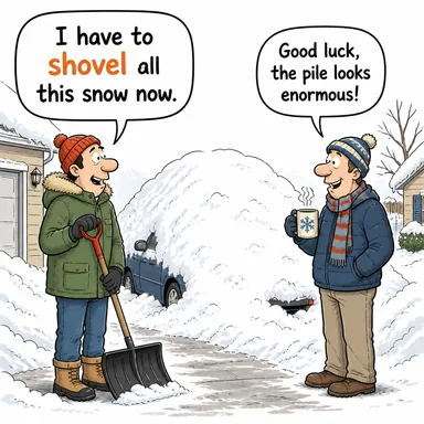 shovel (küremek) karikatürü — diyalogla bağlam içinde öğren
