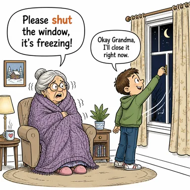 shut (kapatmak) karikatürü — diyalogla bağlam içinde öğren