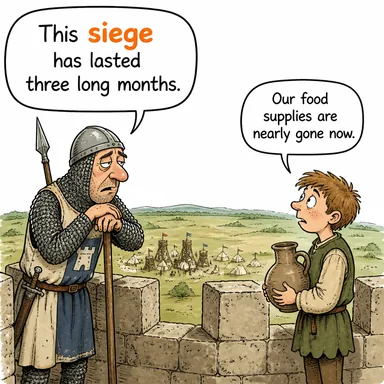 siege (kuşatma) karikatürü — diyalogla bağlam içinde öğren
