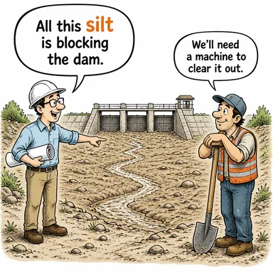 silt (alüvyon, tortu, mil) karikatürü — diyalogla bağlam içinde öğren