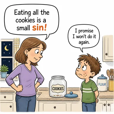 sin (günah; günah işlemek) karikatürü — diyalogla bağlam içinde öğren