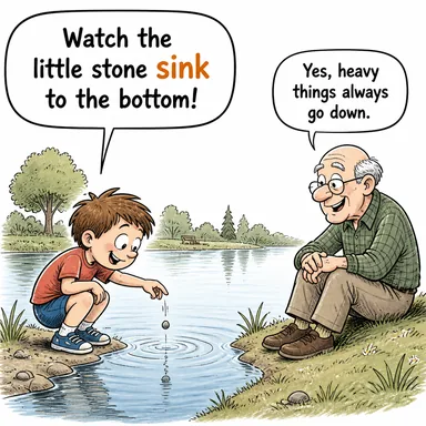 sink (batmak, çökmek, alçalmak; lavabo) karikatürü — diyalogla bağlam içinde öğren