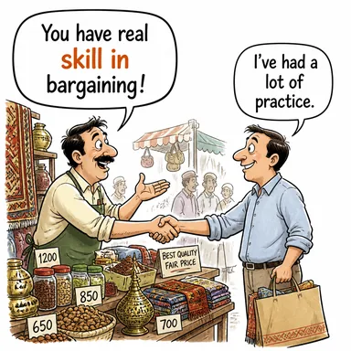 skill in (... konusunda beceri/yetenek/ustalık) karikatürü — diyalogla bağlam içinde öğren