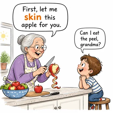 skin (derisini yüzmek, kabuğunu soymak) karikatürü — diyalogla bağlam içinde öğren