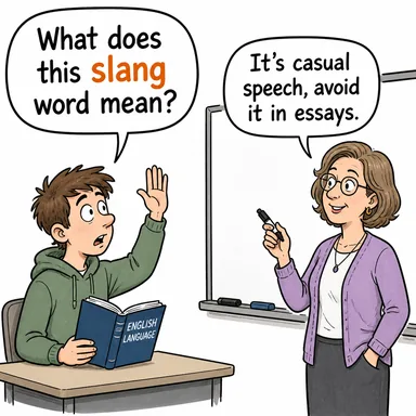 slang (argo, sokak ağzı) karikatürü — diyalogla bağlam içinde öğren