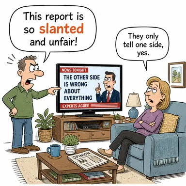 slanted (yanlı, taraflı, eğimli) karikatürü — diyalogla bağlam içinde öğren