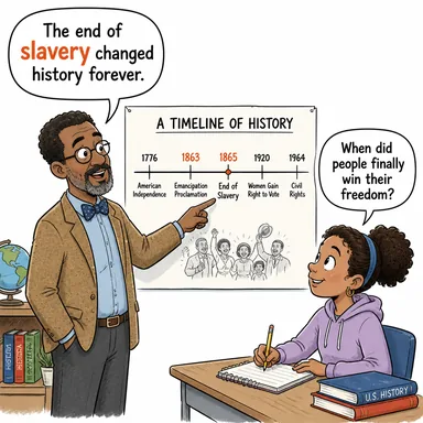 slavery (kölelik, esaret) karikatürü — diyalogla bağlam içinde öğren