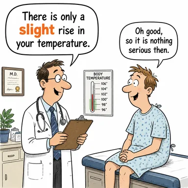 slight (hafif, az, önemsiz) karikatürü — diyalogla bağlam içinde öğren