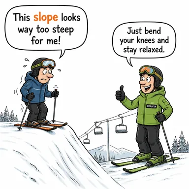 slope (eğim, yamaç, yokuş) karikatürü — diyalogla bağlam içinde öğren