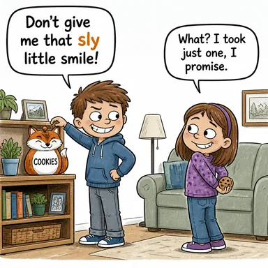sly (sinsi, kurnaz) karikatürü — diyalogla bağlam içinde öğren