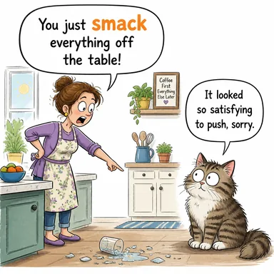 smack (tokatlamak, şaplak atmak, çarpmak) karikatürü — diyalogla bağlam içinde öğren