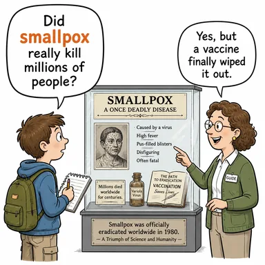 smallpox (çiçek hastalığı) karikatürü — diyalogla bağlam içinde öğren